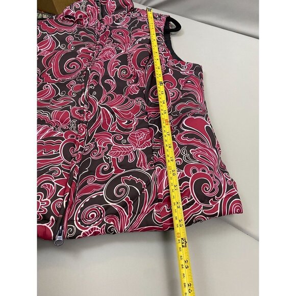 Athleta‎ Down Filled Puffer Vest Coat Womens size Large Paisley Boho Pink Winter - Picture 8 of 11